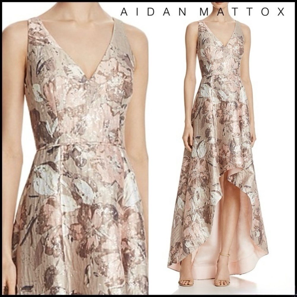 Aidan Mattox Sleeveless Jacquard High/Low Gown MD1E200787 NEW WITH TAG